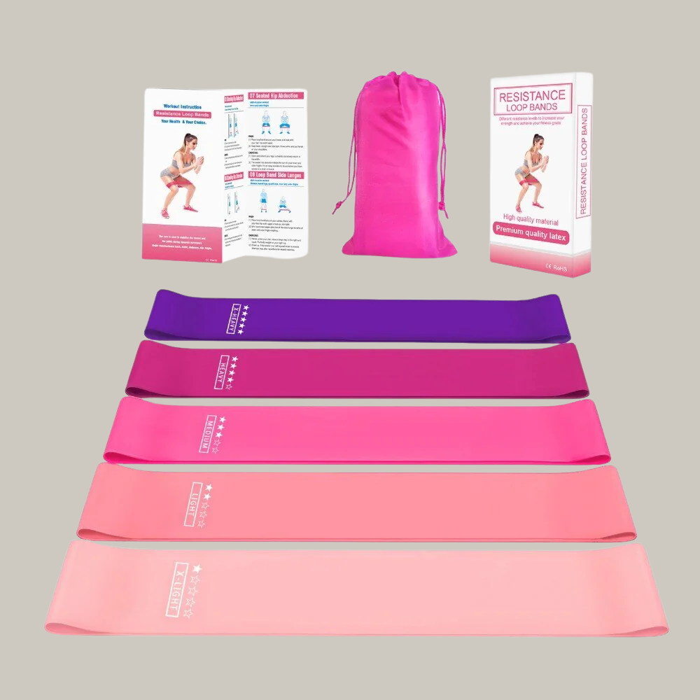 Gym Squad Pack of 5 Yoga & Pilates Resistance Bands (5 to 40 LBS)