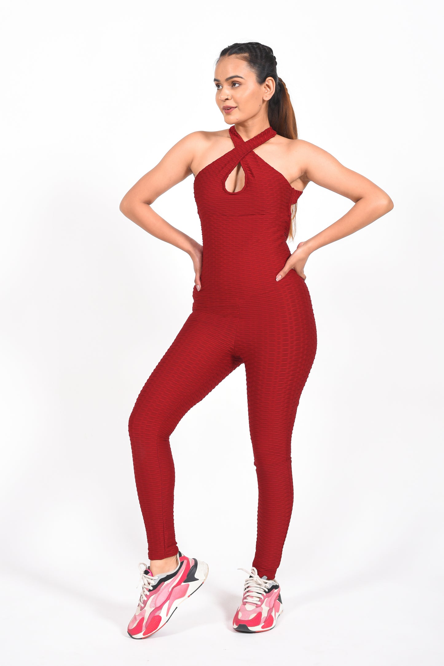 GYMSQUAD® X URVASHI RAUTELA ANTI-CELLULITE AND PUSH UP JUMPSUIT - P1697-WINE