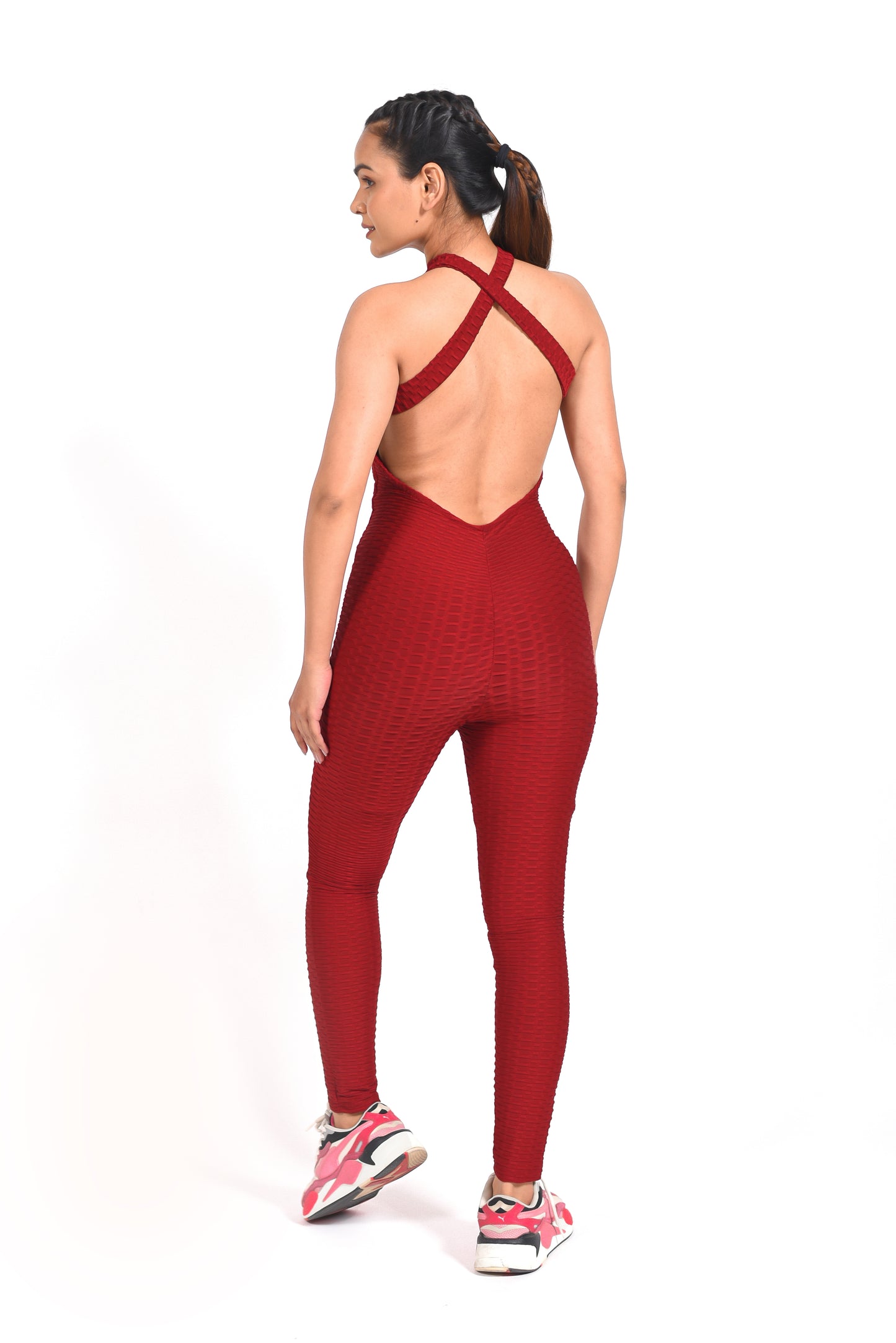 GYMSQUAD® X URVASHI RAUTELA ANTI-CELLULITE AND PUSH UP JUMPSUIT - P1697-WINE