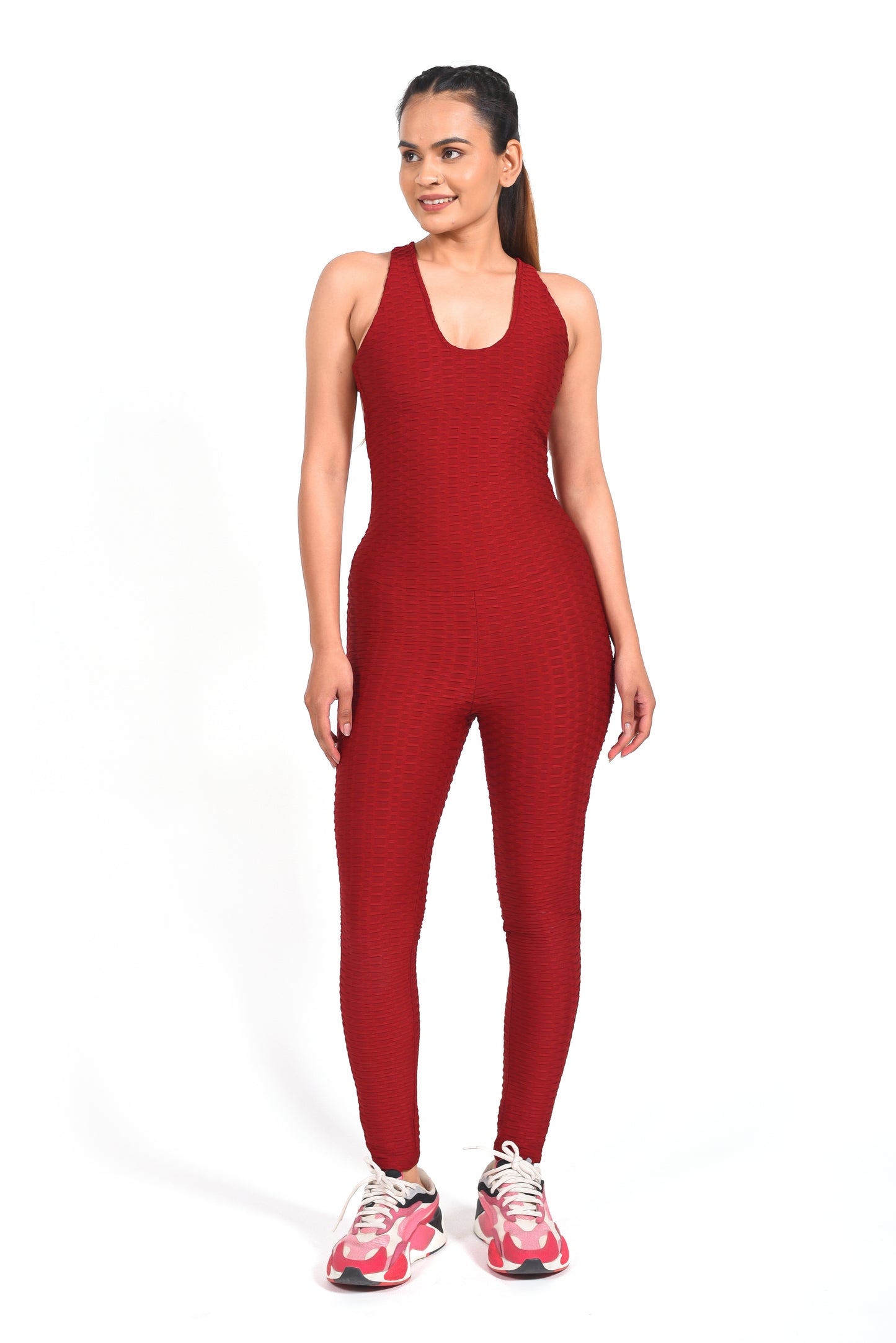 GYMSQUAD® X URVASHI RAUTELA ANTI-CELLULITE AND PUSH UP JUMPSUIT - P1697-WINE