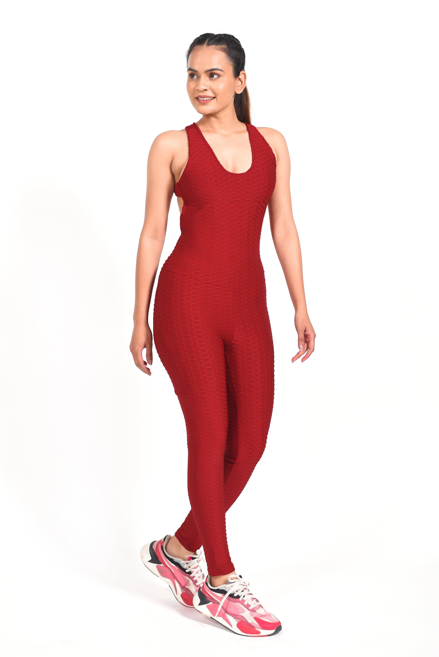 GYMSQUAD® X URVASHI RAUTELA ANTI-CELLULITE AND PUSH UP JUMPSUIT - P1697-WINE