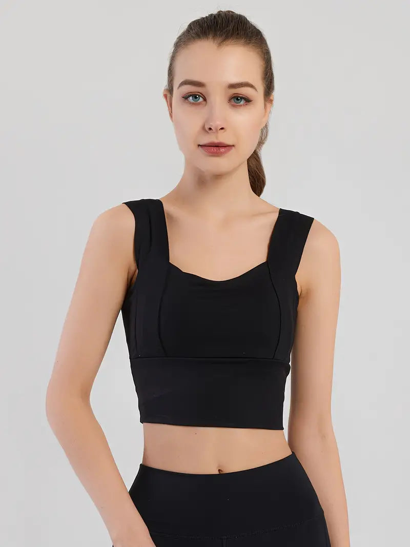 GYMSQUAD®BROAD  SHOULDER TOP - BLACK
