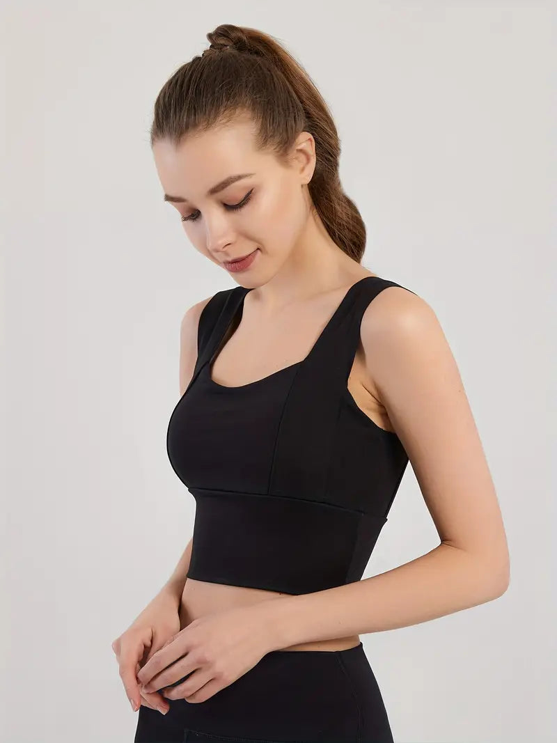 GYMSQUAD®BROAD  SHOULDER TOP - BLACK