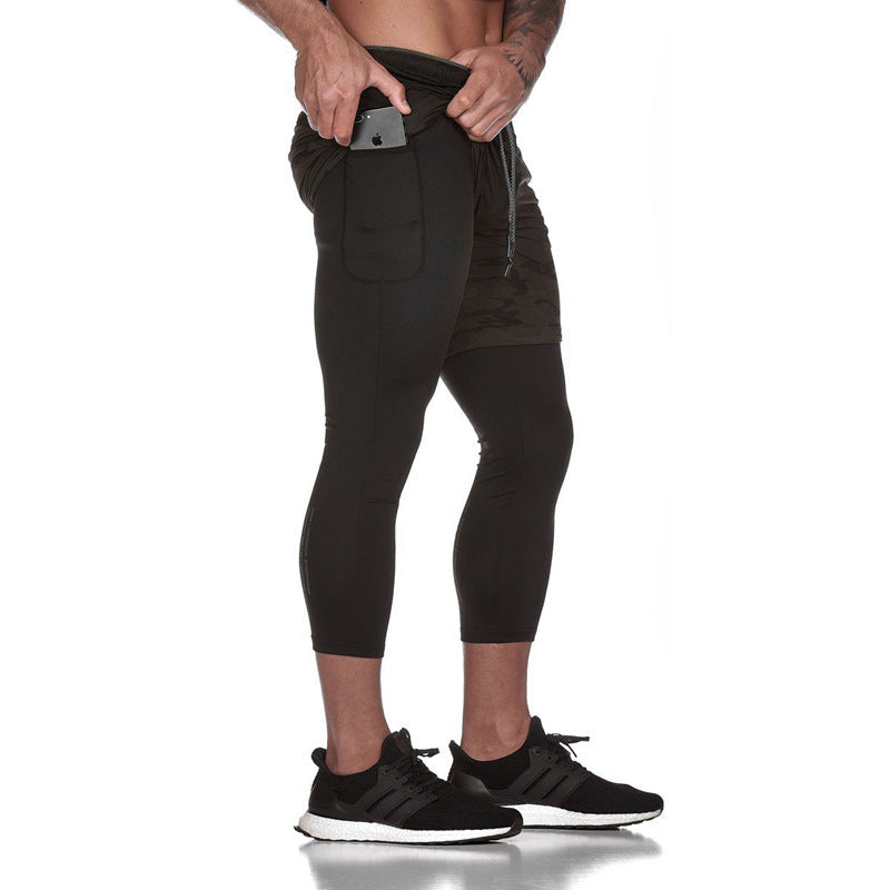 GYMSQUAD™ Innovative Men’s 2 in 1 Sport Short & Legging - Ultimate Comfort (3 in 1 Features) - BLACKCAMO