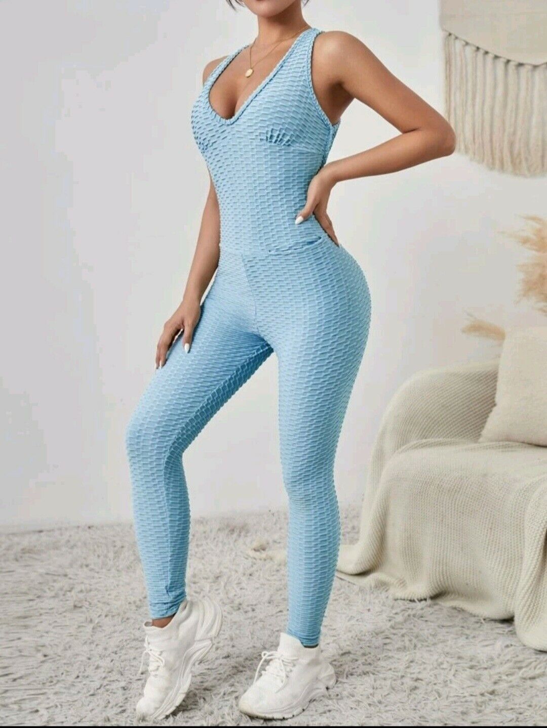 GYMSQUAD® ANTI-CELLULITE AND PUSH UP JUMPSUIT - LIGHTBLUE
