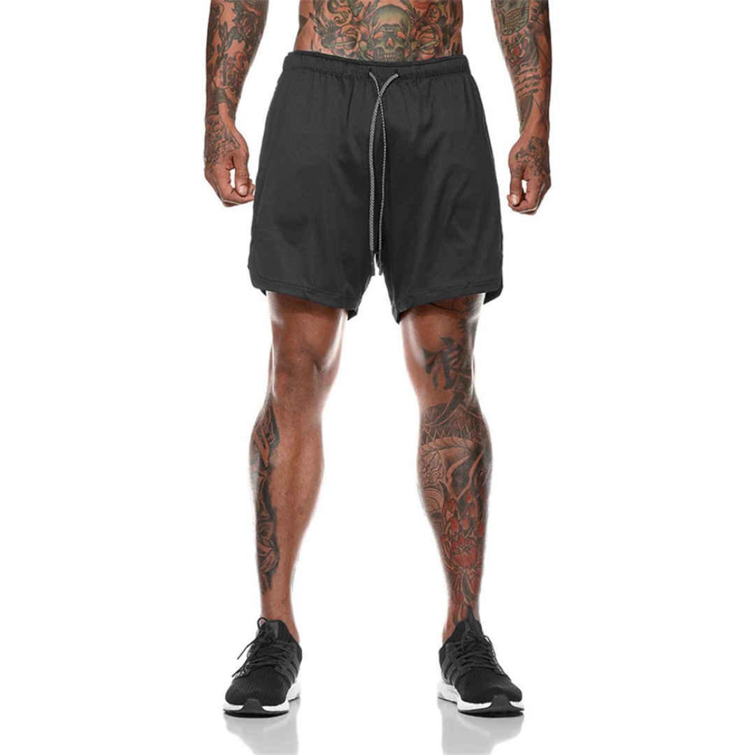 GYMSQUAD™ Innovative Men’s Sport Short - Ultimate Comfort (2 in 1 Features) - BLACK
