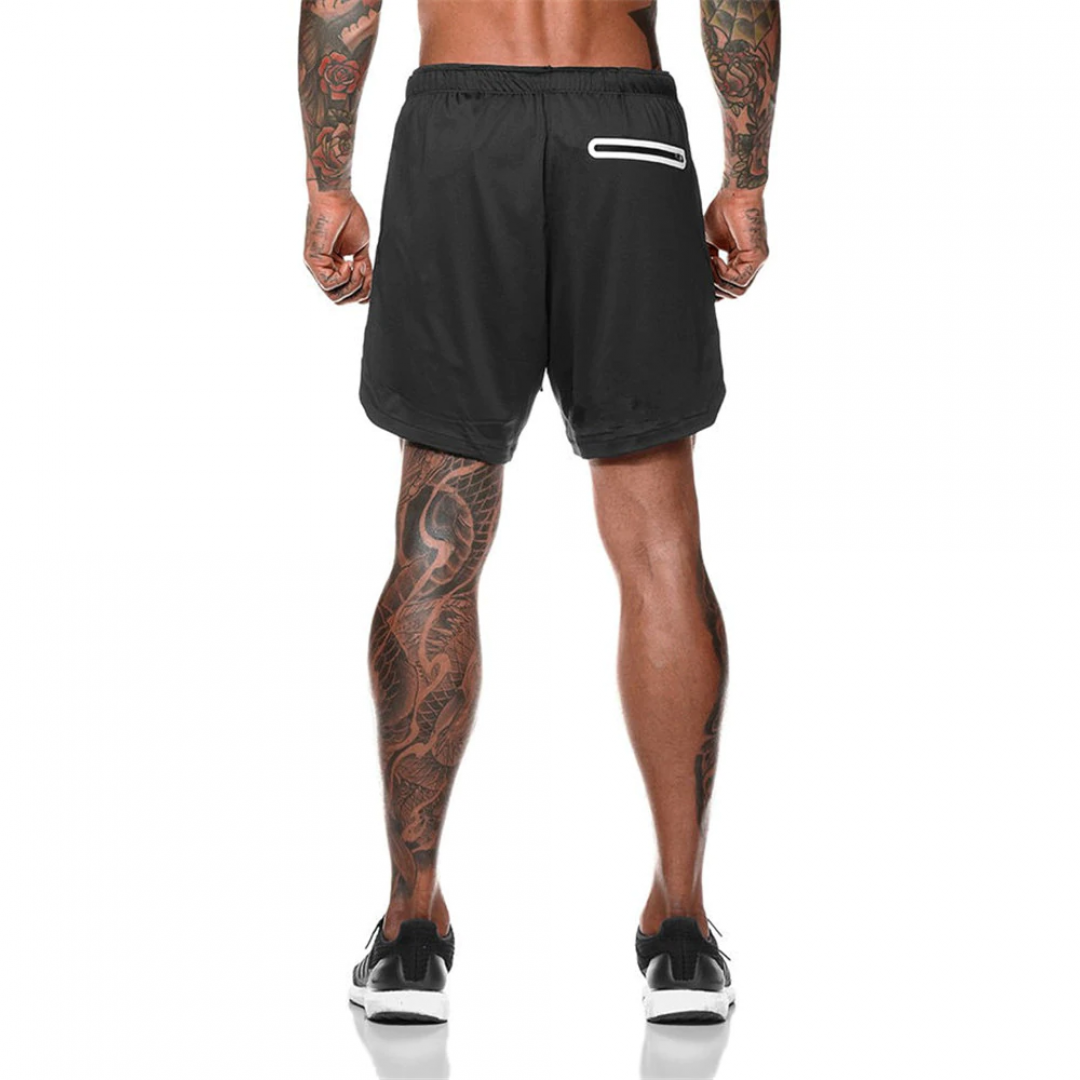 GYMSQUAD™ Innovative Men’s Sport Short - Ultimate Comfort (2 in 1 Features) - BLACK