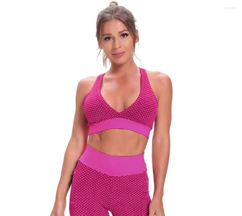 GYMSQUAD® PUSH UP LEGGINGS & SPORTS BRA BEE EDITON  COMBO - PINK