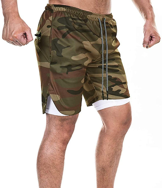 Load image into Gallery viewer, GYMSQUAD™ Innovative Men’s Sport Short - Ultimate Comfort (2 in 1 Features) - GREENCAMO
