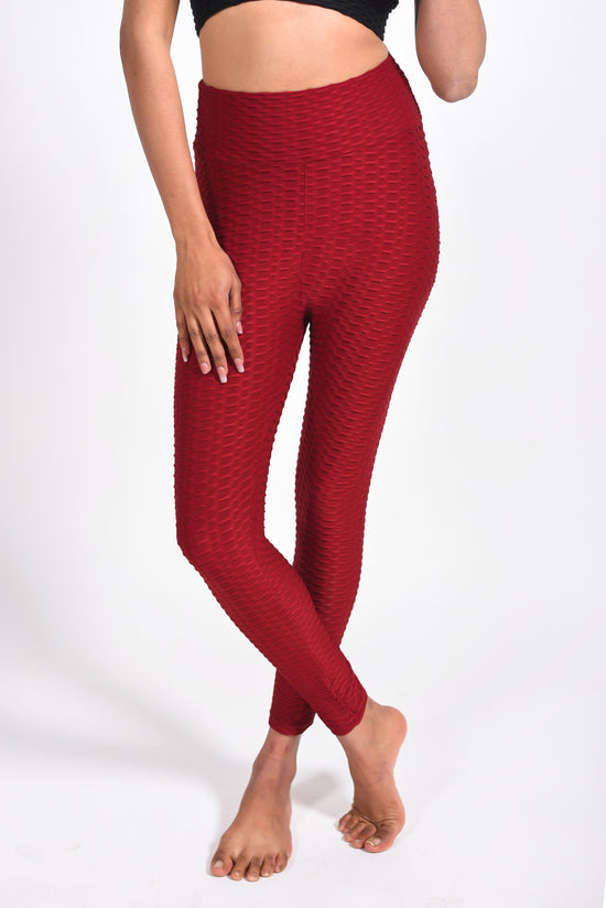 Girls Red Wine Ribbed Tights
