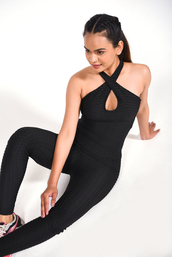Load image into Gallery viewer, GYMSQUAD® ANTI-CELLULITE AND PUSH UP JUMPSUIT - BLACK
