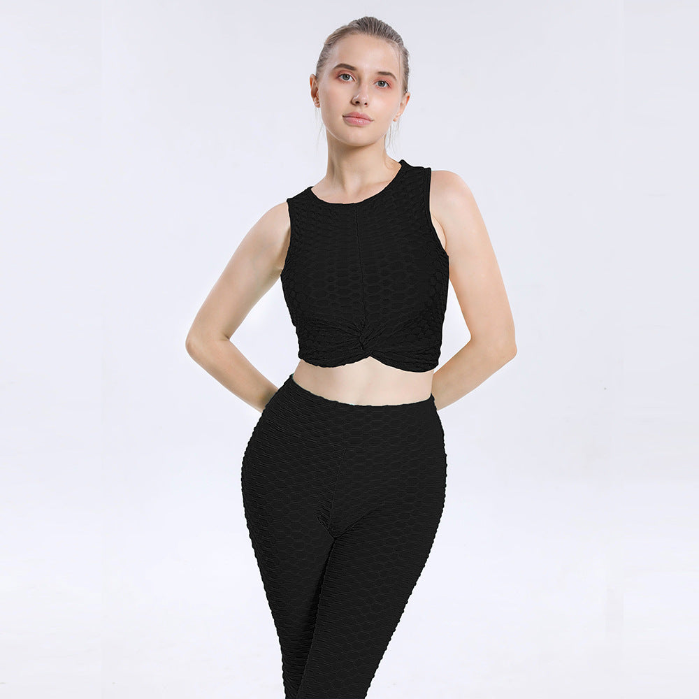 GYMSQUAD® ANTI-CELLULITE CROP TOP & LEGGINGS COMBO- BLACK