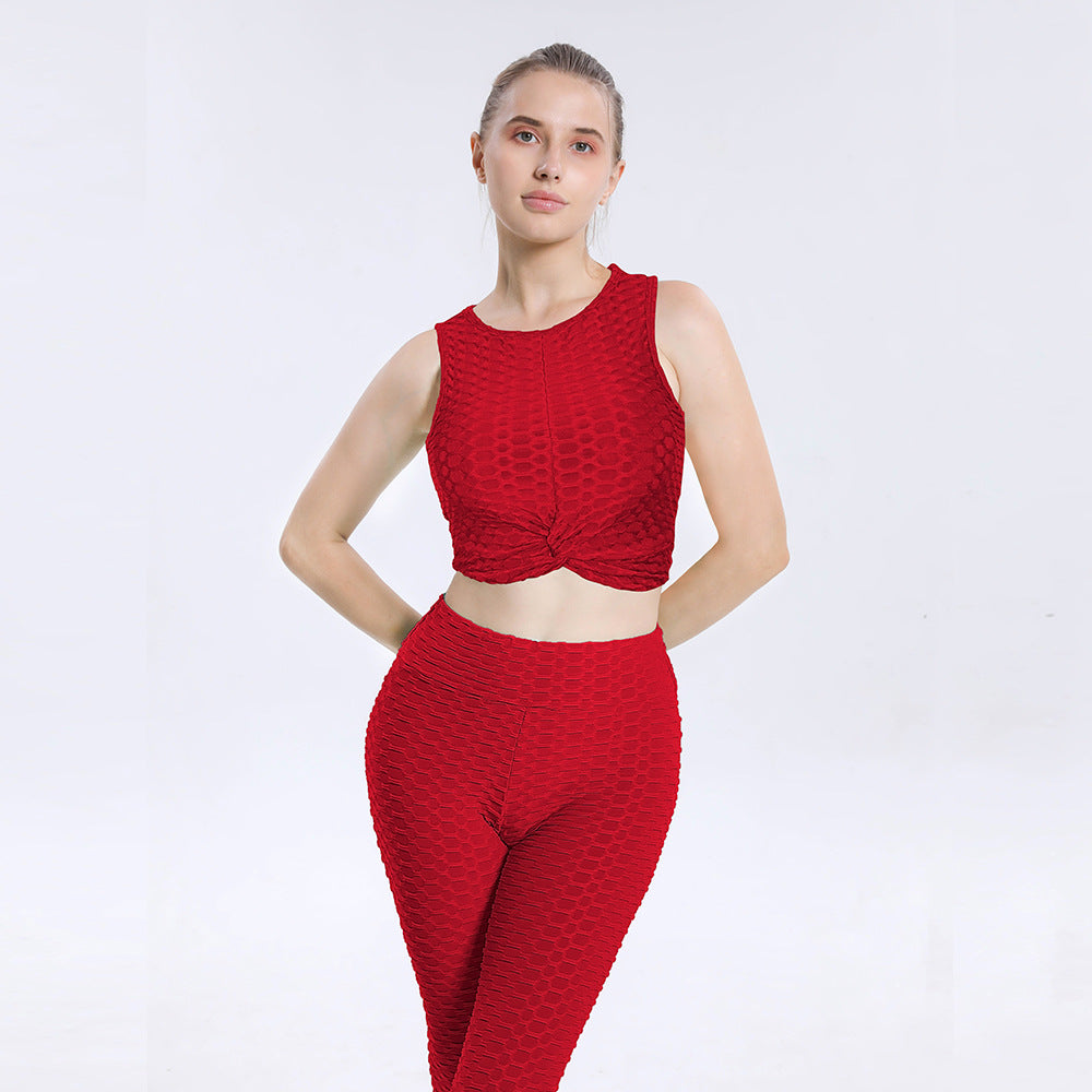 GYMSQUAD® ANTI-CELLULITE CROP TOP & LEGGINGS COMBO- RED