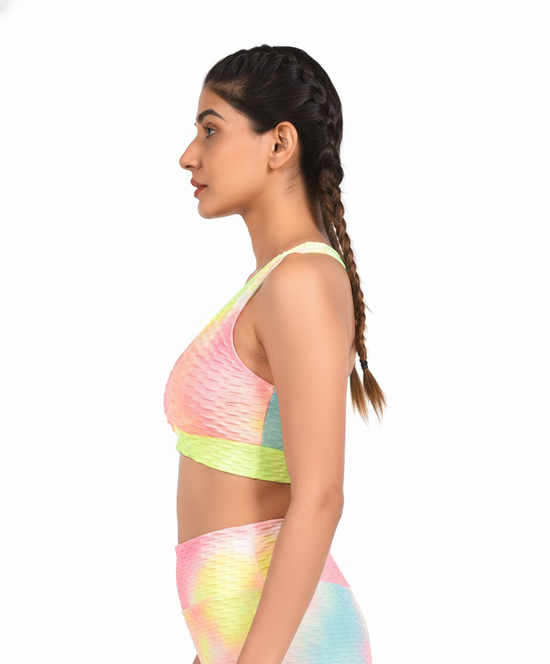 GYMSQUAD® SUPPORTIVE SPORTS BRA - TIE-DYE YELLOW