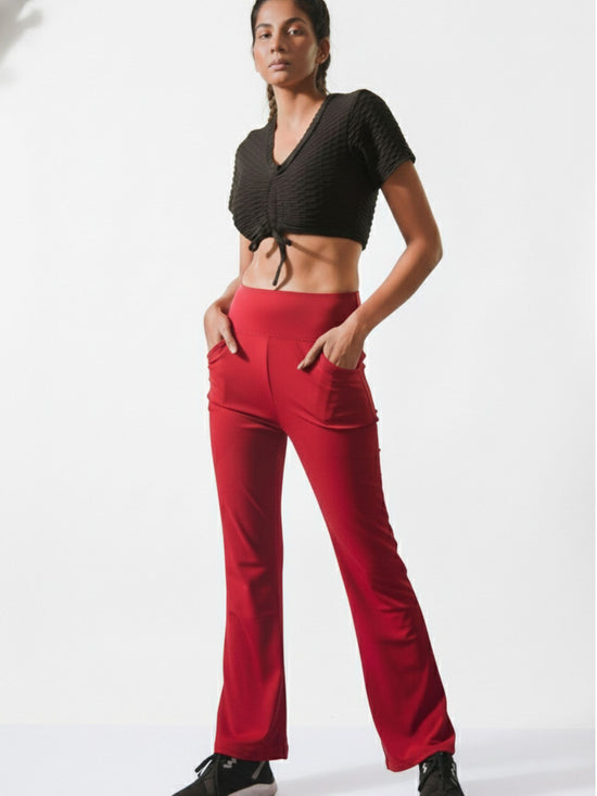 GYMSQUAD®  FLARE PANTS - RED