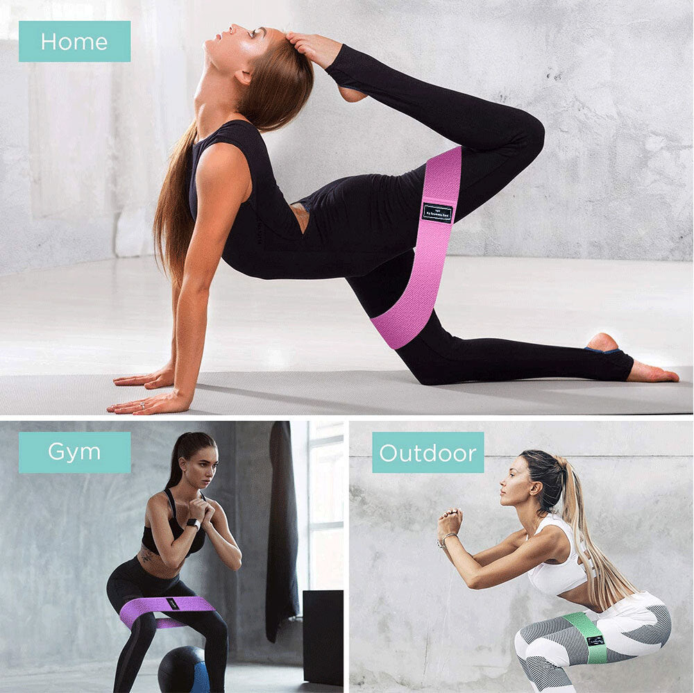 GYMSQUAD™ - Pack of 3 FITNESS RESISTANCE BANDS for legs, buttocks and hips (60 to 120 LBS)