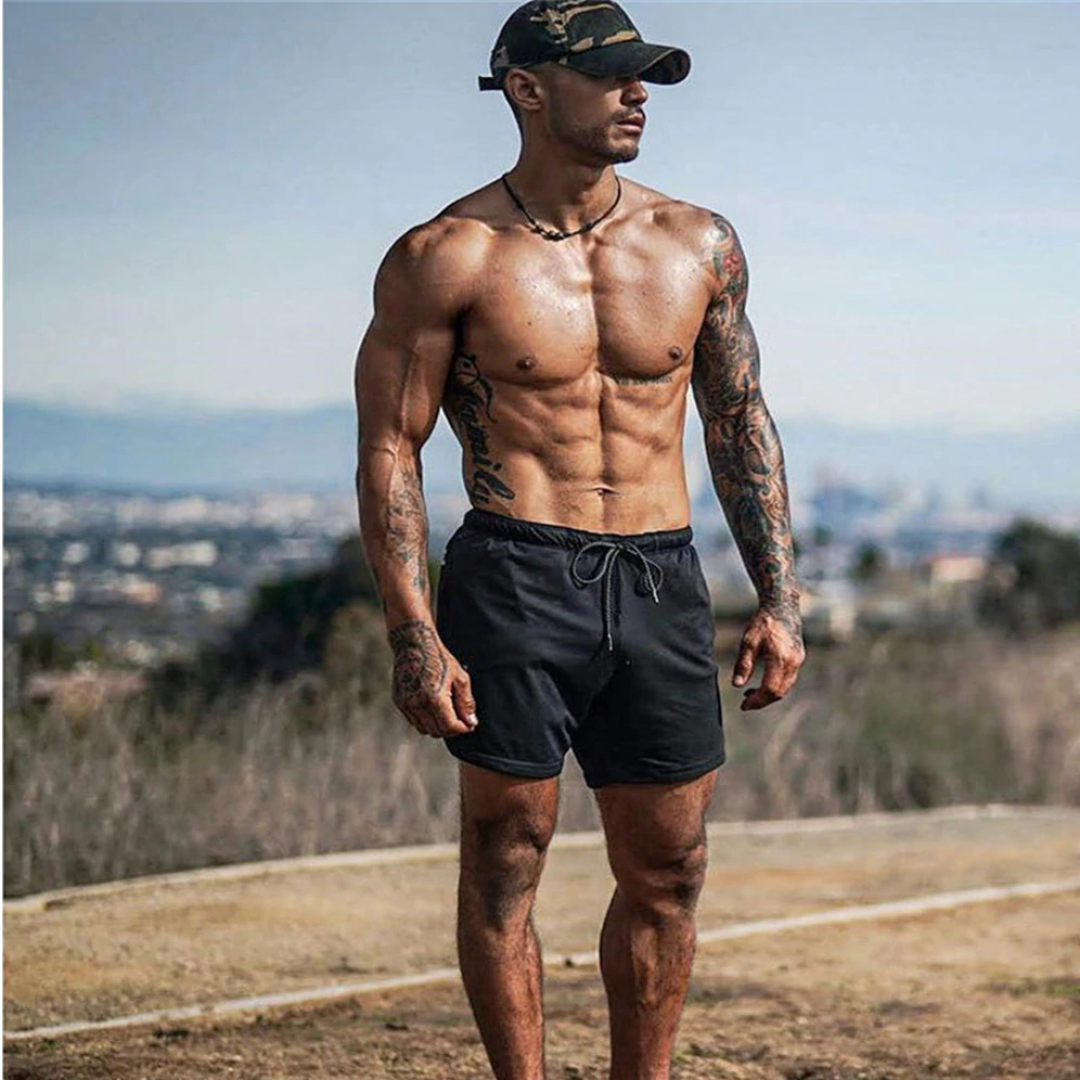 Men's 2 in 1 top workout shorts